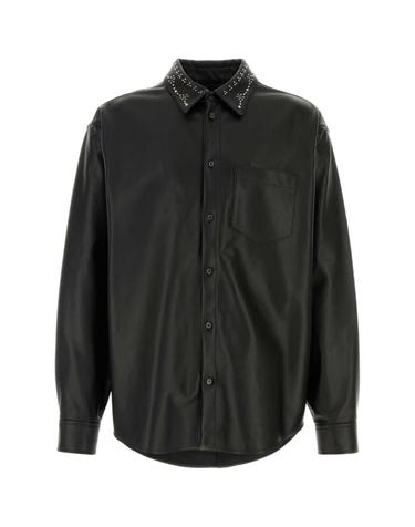 [해외직구][X45]마르니 CUMY0394X0ULA772 00N99 남성 셔츠 남방 긴팔 반팔 Black leather shirt