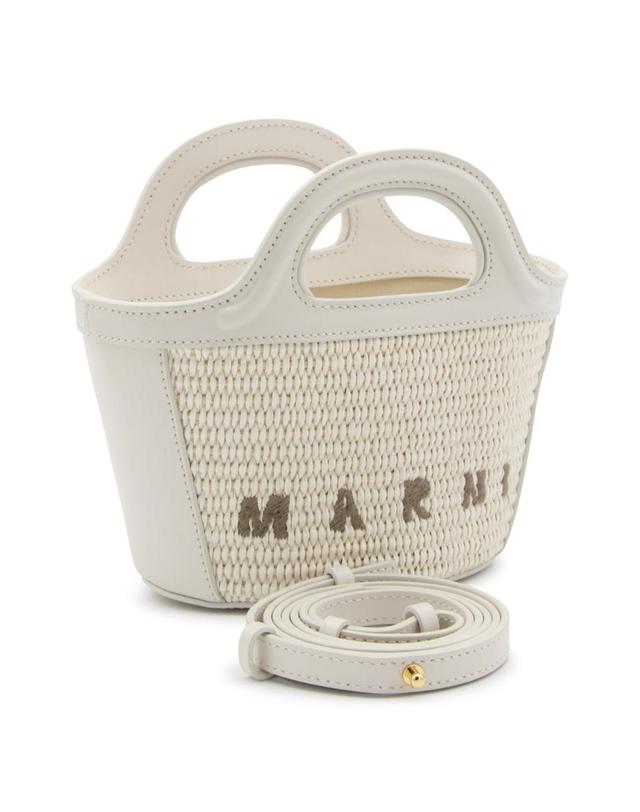 마르니 [해외직구][B47]마르니 BMMP0067Q0P386000W12 여성 탑핸들백 토트백 WHITE CANVAS AND LEATHER TROPICALIA MINI TOP HANDLE BAG 착용컷