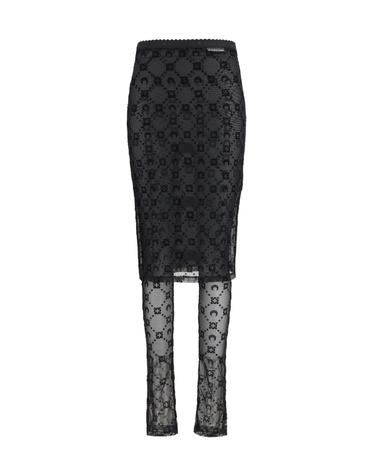 [해외직구][K68]마린세르 WSK134ACJER0005 BK99 여성 스커트 치마 롱 미디 미니스커트 Moonogram Mesh Flock Pant Skirt