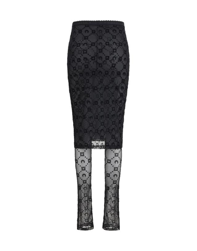 마린세르 [해외직구][K68]마린세르 WSK134ACJER0005 BK99 여성 스커트 치마 롱 미디 미니스커트 Moonogram Mesh Flock Pant Skirt 착용컷