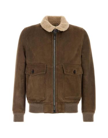 [해외직구][X45]MOORER FIANOME7 CACAO 남성 데님 패딩 베스트 다운 블레이저 봄버 Brown shearling Fiano bomber jacket