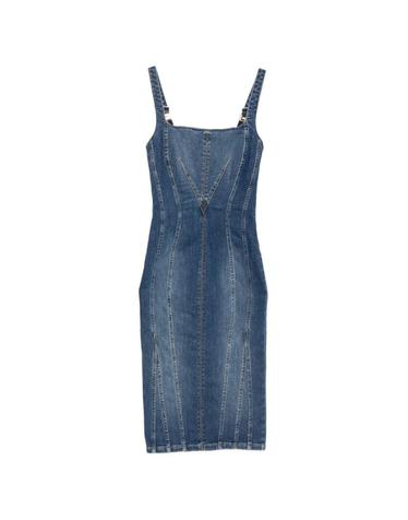 [해외직구][P13]ELISABETTA FRANCHI AJ02D66E2139 여성 미니원피스 미디원피스 원피스 드레스 로고 숏드레스 ELISABETTA FRANCHI DENIM COTTON DRESS