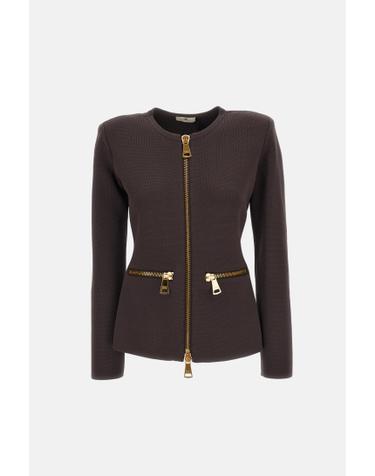 [해외직구][G95]Elisabetta Franchi MK68B66E2EV9 여성 자켓 봄버자켓 블레이저 패딩 베스트 KNIT CARDIGAN WITH ZIP