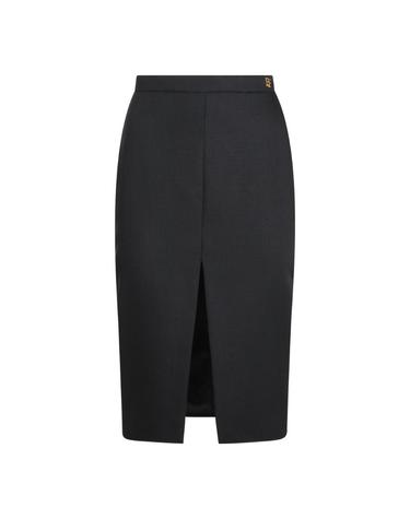 [해외직구][S27]ELISABETTA FRANCHI GO25467E2110 여성 스커트 치마 롱스커트 미디스커트 숏스커트 미니스커트 로고 BLACK WOOL PENCIL SKIRT