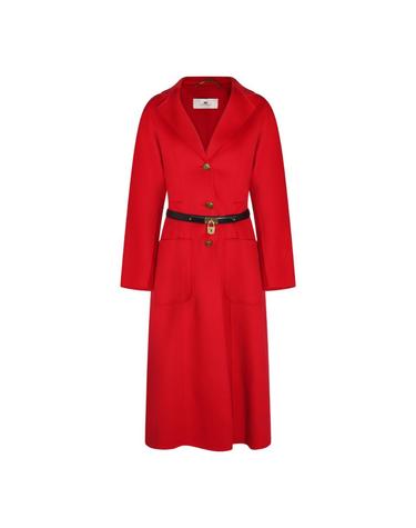 [해외직구][S27]ELISABETTA FRANCHI CP03D67E2CG5 여성 코트 하프코트 롱코트 싱글 더블코트 트렌치코트 RED PASSION WOOL LONG COAT