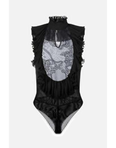 [해외직구][E32]ELISABETTA FRANCHI CB01067E2110 의류 탱크탑 탑 민소매 ELISABETTA FRANCHI Bodysuit in georgette and lace