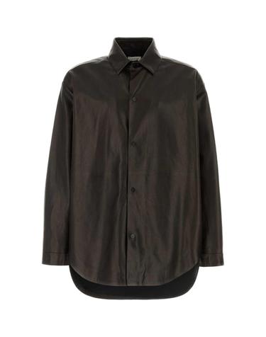 [해외직구][X45]피어오브갓 FG9M50505LTH DARKBROWN 남성 셔츠 남방 긴팔 반팔 Dark brown leather oversize shirt