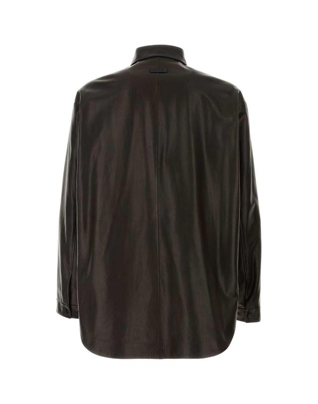 피어 오브 갓 [해외직구][X45]피어오브갓 FG9M50505LTH DARKBROWN 남성 셔츠 남방 긴팔 반팔 Dark brown leather oversize shirt 착용컷