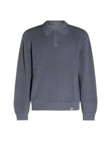 [해외직구][S27]칼하트 I0368583RHXX 남성 니트 가디건 브이넥니트 풀오버니트 스웨터 로고 SHADY BLUE COTTON SHADY POLO SWEATER
