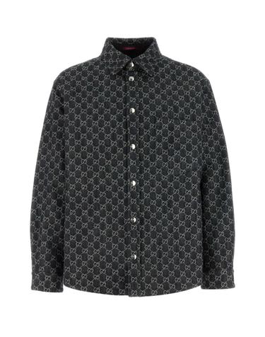 [해외직구][X45]구찌 766142XDC88 1180 남성 셔츠 남방 긴팔 반팔 Embrodiered denim reversible shirt