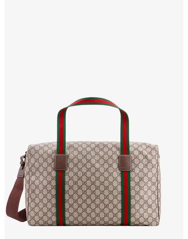[해외직구][N85]구찌 758664 남성 토트백 위켄드백 캐리어 여행가방 GUCCI GG Supreme Fabric and leather travel bag with Web detail