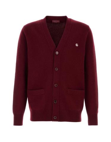 [해외직구][X45]구찌 815009XKFAU 6013 남성 스웨터 니트 가디건 Burgundy wool blend cardigan