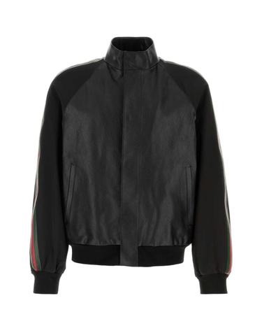 [해외직구][X45]구찌 A003T1XNBD8 1060 남성 데님 패딩 베스트 다운 블레이저 봄버 Black leather bomber jacket