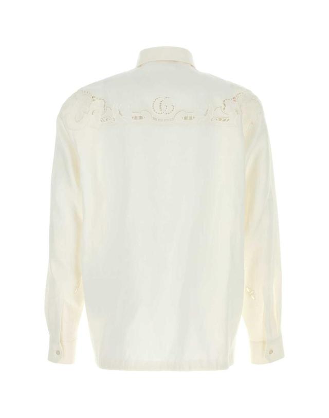 구찌 [해외직구][X45]구찌 833862Z7ARF 9011 남성 셔츠 남방 긴팔 반팔 White linen polo shirt 착용컷