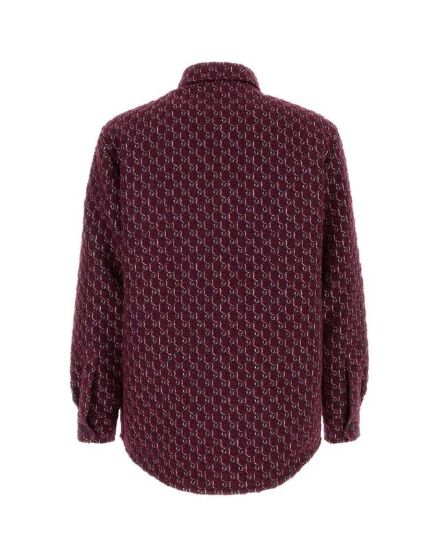 구찌 [해외직구][X45]구찌 787904ZAQ5N 6419 남성 셔츠 남방 긴팔 반팔 Burgundy bouclA padded shirt 착용컷