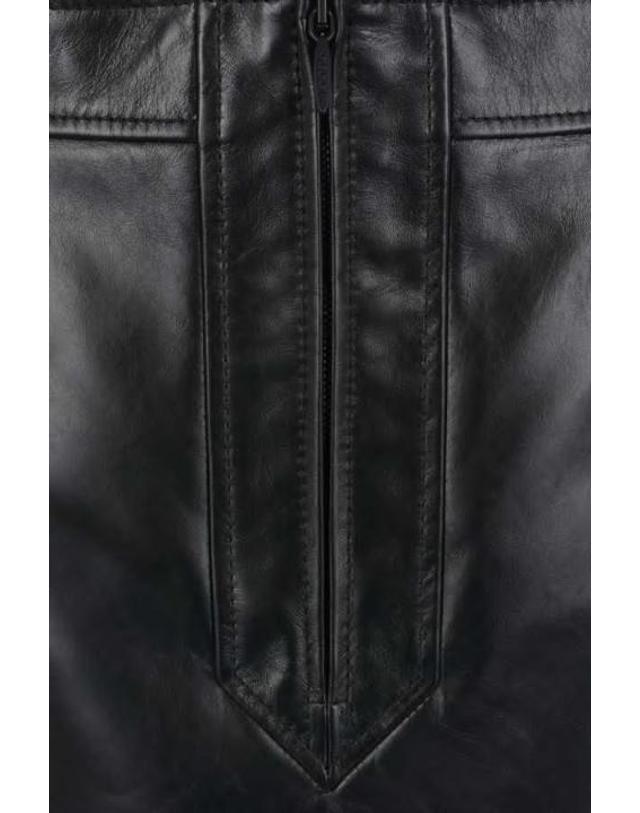 구찌 [해외직구][E32]구찌 860694XNA6E1000 여성 숏스커트 치마 미니스커트 데님스커트 로고 GUCCI leather mini skirt 착용컷