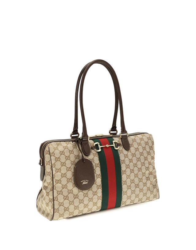 구찌 [해외직구][K68]구찌 866734FAFV9 9653 여성 토트백 쇼퍼백 탑핸들백 핸드백 Large Horsebit Web top Handle Bag 착용컷