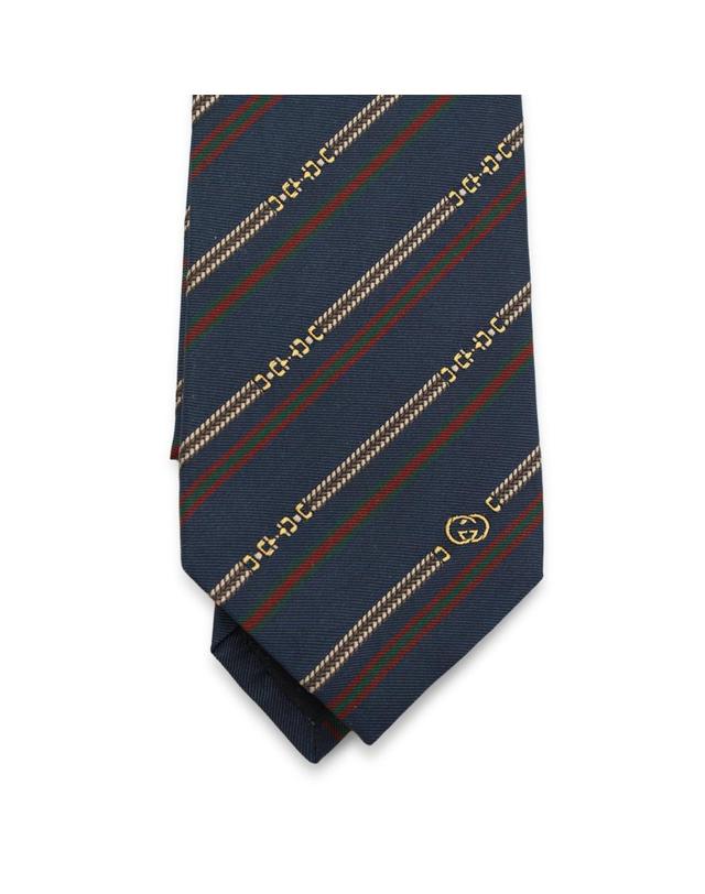 구찌 [해외직구][B47]구찌 8741144E0094174 남성 패션소품 보타이 넥타이 NAVY SILK STRIPED TIE 착용컷