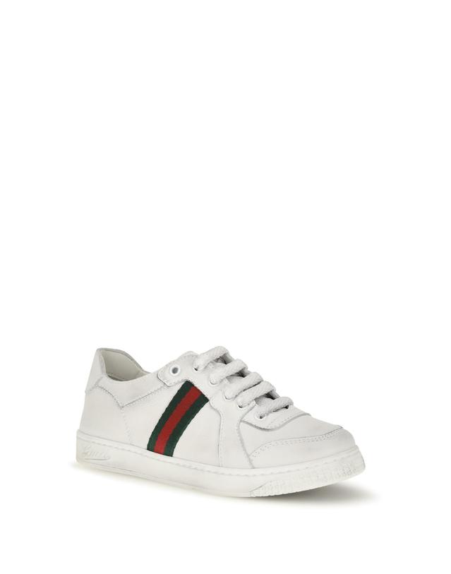 구찌 [해외직구][K68]구찌 873037BLN10 9061 남아 스니커즈 운동화 키즈스니커즈 키즈신발 Leather Sneakers with Web detail for Boy 착용컷
