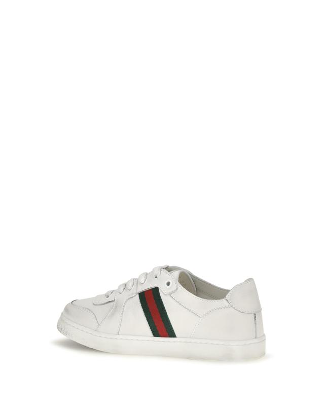 구찌 [해외직구][K68]구찌 873037BLN10 9061 남아 스니커즈 운동화 키즈스니커즈 키즈신발 Leather Sneakers with Web detail for Boy 착용컷