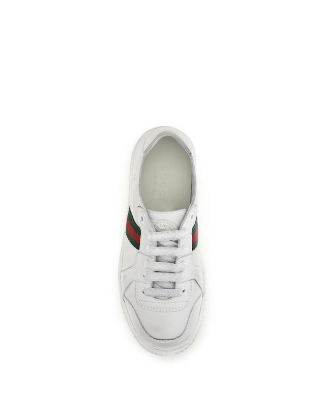 구찌 [해외직구][K68]구찌 873037BLN10 9061 남아 스니커즈 운동화 키즈스니커즈 키즈신발 Leather Sneakers with Web detail for Boy 착용컷