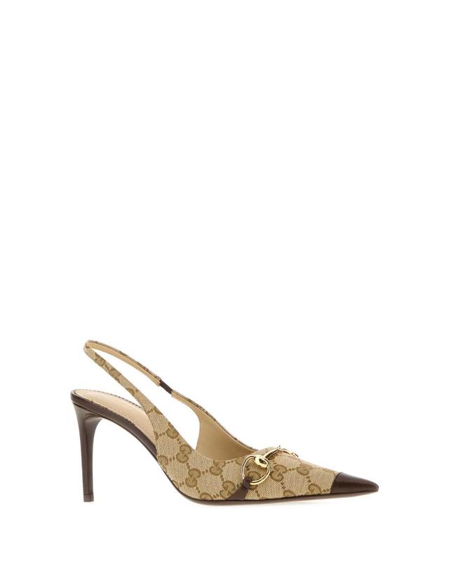 구찌 [해외직구][X45]구찌 A0068TFAGHW 9650 여성 펌프스 슬링백 하이힐 스트랩힐 GG fabric Donna pumps 착용컷