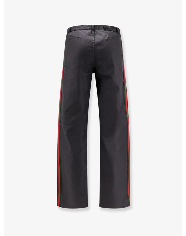 구찌 [해외직구][N85]구찌 A006GG 남성 바지 팬츠 데님 GUCCI Cotton trousers with Web stripe 착용컷
