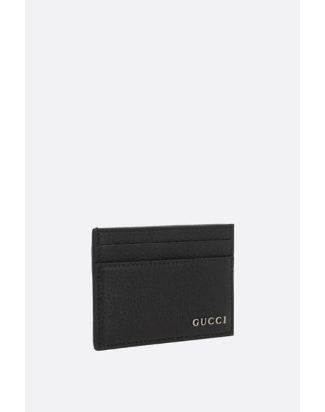 구찌 [해외직구][E32]구찌 771157AABXM1000 남성 카드지갑 카드홀더 GUCCI grainy leather card case with logo 착용컷