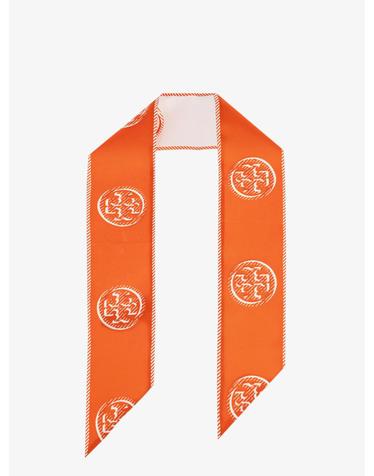 [해외직구][N85]토리버치 174863 여성 타이 스카프 악세사리 TORY BURCH Medallion Logo Ribbon silk tie