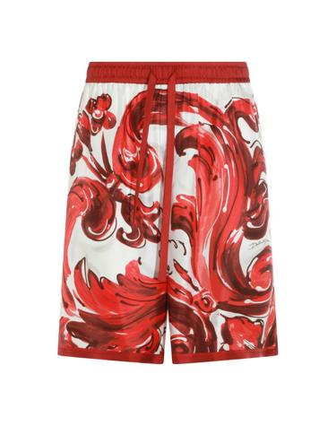 [해외직구][Q11]돌체앤가바나 GV37ATHI133ID5DQ 남성 반바지 버뮤다팬츠 RED AND WHITE SILK SHORTS