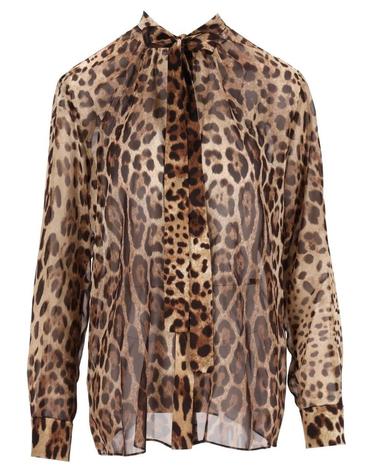 [해외직구][A94]돌체앤가바나 F5T27TIS1DYHY13M 여성 셔츠 블라우스 DOLCE GABBANA DOLCE GABBANA Leopard Print Chiffon Shirt