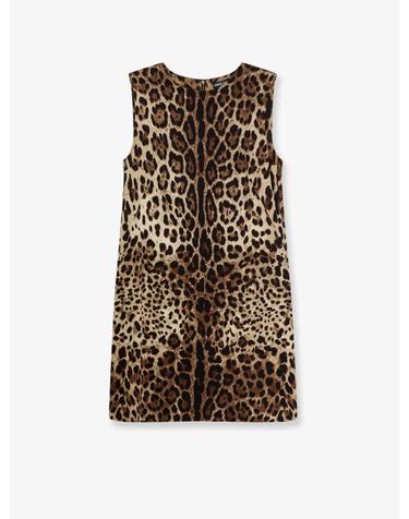 [해외직구][N85]돌체앤가바나 F6VE2T 여성 원피스 드레스 점프수트 DOLCE GABBANA Stretch silk dress with Leopard print