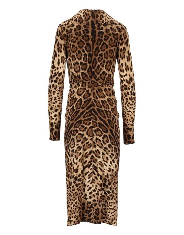 돌체앤가바나 [해외직구][A94]돌체앤가바나 F615DTFS8DMHY13M 여성 미디원피스 드레스 DOLCE GABBANA DOLCE GABBANA Viscose Jersey Dress With A Leopard Print 착용컷