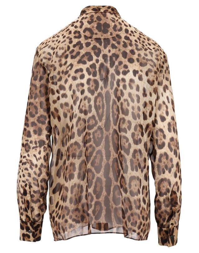 돌체앤가바나 [해외직구][A94]돌체앤가바나 F5T27TIS1DYHY13M 여성 셔츠 블라우스 DOLCE GABBANA DOLCE GABBANA Leopard Print Chiffon Shirt 착용컷
