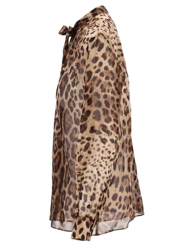 돌체앤가바나 [해외직구][A94]돌체앤가바나 F5T27TIS1DYHY13M 여성 셔츠 블라우스 DOLCE GABBANA DOLCE GABBANA Leopard Print Chiffon Shirt 착용컷