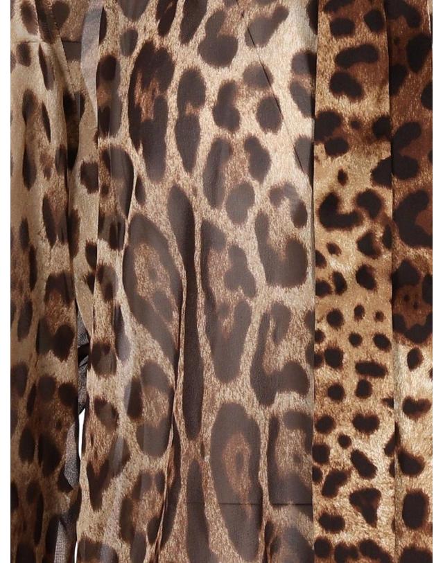 돌체앤가바나 [해외직구][A94]돌체앤가바나 F5T27TIS1DYHY13M 여성 셔츠 블라우스 DOLCE GABBANA DOLCE GABBANA Leopard Print Chiffon Shirt 착용컷