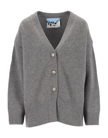 [해외직구][A94]ARCH4 KNCD2608GUNMETAL MARL 여성 니트 스웨터 ARCH4 ARCH4 V Neck Cardigan