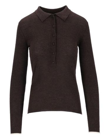 [해외직구][A94]ARCH4 KNJP24219MOCHA MARL 여성 니트 스웨터 ARCH4 ARCH4 Maja Ribbed Polo Sweater