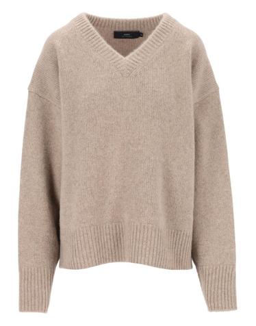 [해외직구][A94]ARCH4 KNJP2510BEIGE MELANGE 여성 니트 스웨터 ARCH4 ARCH4 Estelle V Neck Sweater