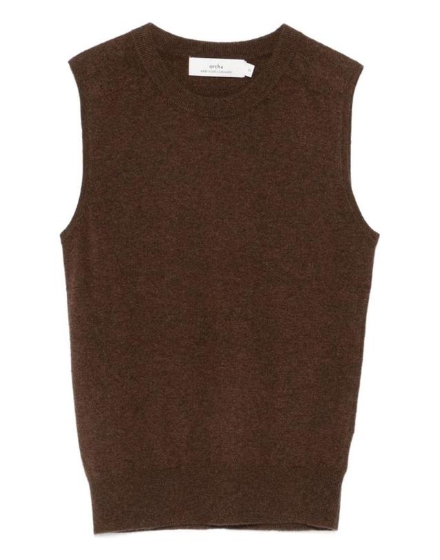 아치포 아치4 [해외직구][A94]ARCH4 KNVS2465BROWN CHOCOLATE MARL 여성 니트 스웨터 ARCH4 ARCH4 Cashmere Vest 착용컷