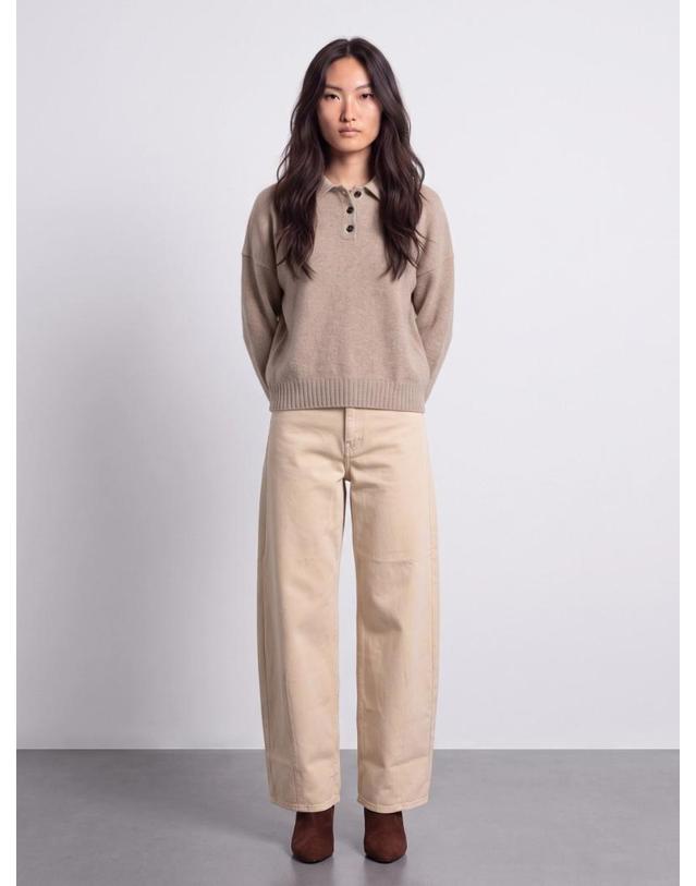 아치포 아치4 [해외직구][A94]ARCH4 KNJP25238BBEIGE MELANGE 여성 니트 스웨터 ARCH4 ARCH4 Knit Polo 착용컷
