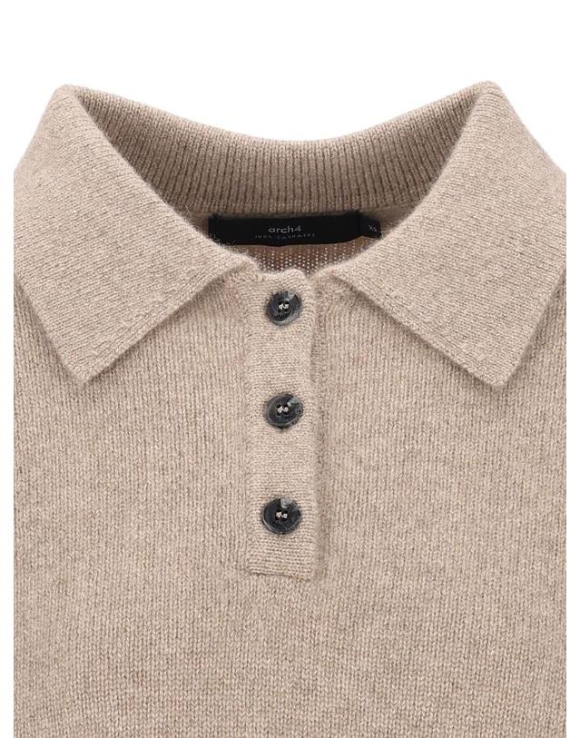 아치포 아치4 [해외직구][A94]ARCH4 KNJP25238BBEIGE MELANGE 여성 니트 스웨터 ARCH4 ARCH4 Knit Polo 착용컷