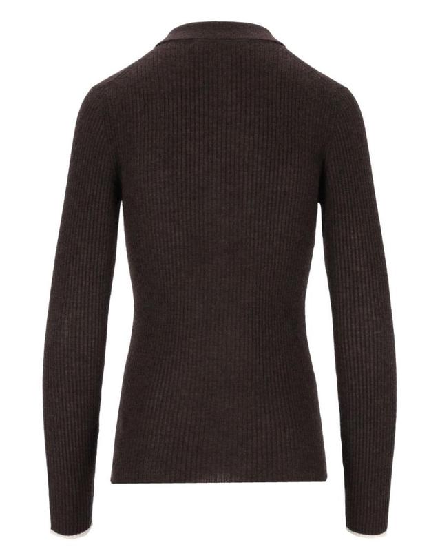아치포 아치4 [해외직구][A94]ARCH4 KNJP24219MOCHA MARL 여성 니트 스웨터 ARCH4 ARCH4 Maja Ribbed Polo Sweater 착용컷