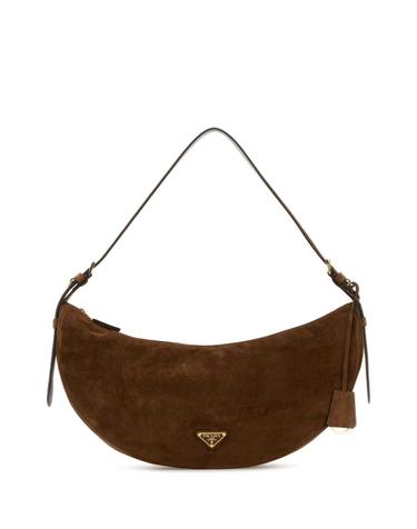 [해외직구][X45]프라다 1BC255VOVO2C4S F0324 여성 크로스백 숄더백 미니백 탑핸들백 Brown suede large Prada Demi lune crossbody bag