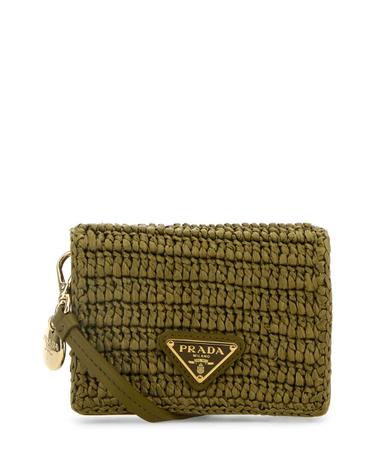[해외직구][X45]프라다 1MR0242CYC F0393 여성 지갑 반지갑 장지갑 카드지갑 Olive green raffia card holder