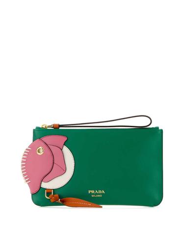 [해외직구][X45]프라다 1MB0802G5V F05IC 여성 지갑 반지갑 장지갑 카드지갑 Green leather pouch