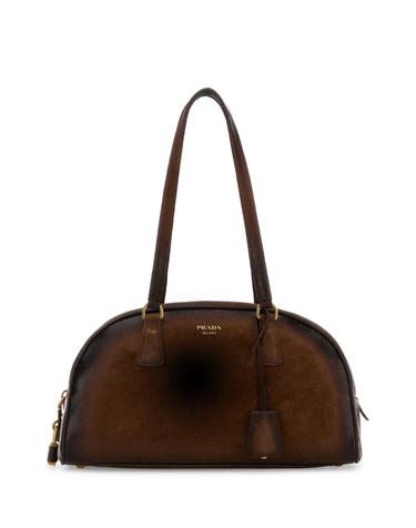[해외직구][X45]프라다 1BB1452HMY F0324 여성 토트백 쇼퍼백 탑핸들백 핸드백 Brown suede medium Prada Bowling shoulder bag