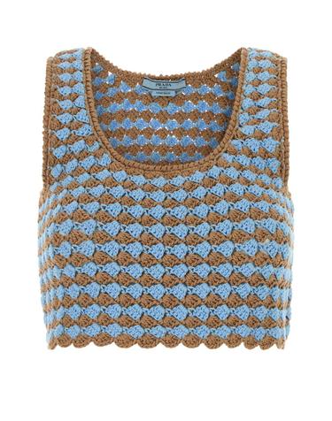 [해외직구][X45]프라다 P29B65SOOO16SX F0HDX 여성 셔츠 남방 반팔 긴팔 블라우스 Tow tone crochet crop top