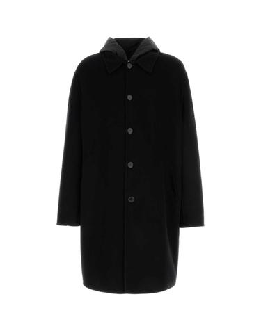 [해외직구][X45]프라다 UC524DSOOO15UZ F0002 남성 코트 하프 롱 트렌치 오버 Black cashmere coat