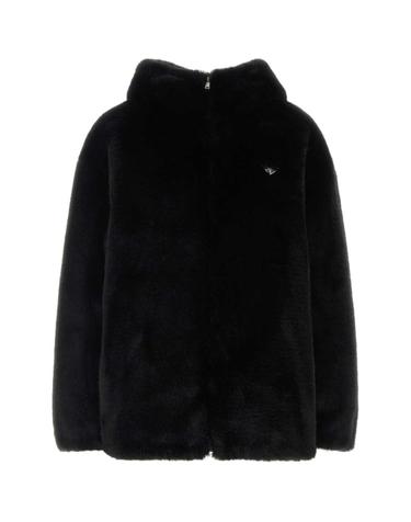 [해외직구][X45]프라다 PZV016SOOO12DH F0002 여성 자켓 베스트 블레이저 봄버 데님 Black eco fur reversible jacket